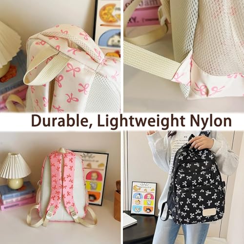 Coquette Bow Backpack 3Pcs Set, Cute Kawaii Backpacks Set Large Capacity for Girls with Lunch Bag and Pencil Case (Butterfly-G)4