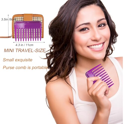 Mini peine de dientes anchos para cabello y barba, morado miniatura 5