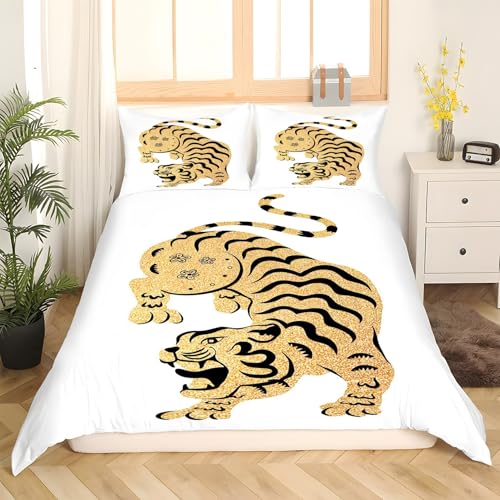Housse de Couette 200x200 Animaux Tigre Qualité Microfibre
