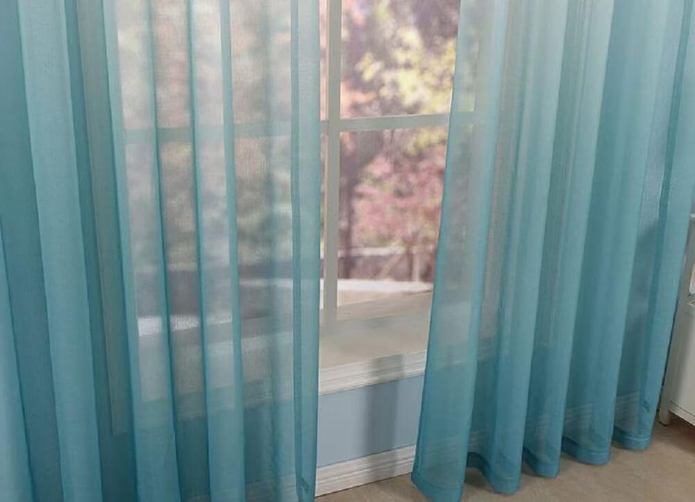 Simple Gradient Solid Color Exquisited Design Sheer Curtains Rod Pocket Top Window Treatment for Living Room Bedroom(1 Panel, W 100 x L 102 inch, Green)