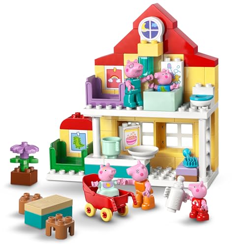 Image of LEGO DUPLO Peppa Pig Family House Building Kit with Full Family of 5 Peppa Pig Figures - 10467