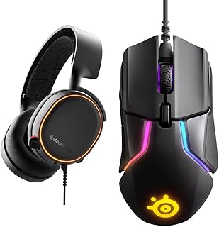 Steelseries Arctis 5 Cuffie Da Gioco Con Illuminazione Rgb E Tecnologia Surround Dts Headphone:X V2.0 Per Pc E Playstation 5, Nero & Rival 600, Mouse Da Gioco, Doppio Sensore Ottico Truemove3+