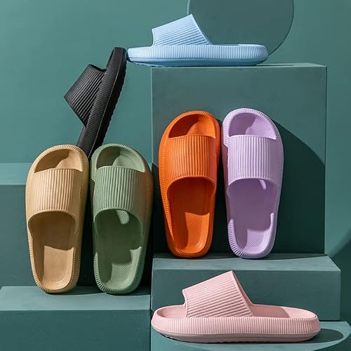 rosyclo Cloud Slippers for Women and Men Massage Thick Sole Non-Slip Shower Slippers Bathroom Super Soft Comfy House Cloud Slide Slippers for Indoor and Outdoor(Sand 38-39)