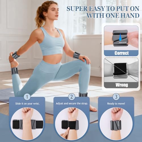 Image of BECOJADDE Ankle Weights Set of 2 (1 lb /2 lb /3 lb Each) Adjustable Wrist Weights for Women Men Wearable Arm Leg Weight for Pilates, Running, Walking, Workout, Yoga