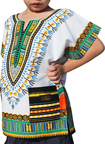 RaanPahMuang Childs Unisex African Dashiki Kaftan Shirt - XS to L