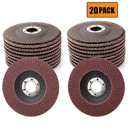 20 Pack Flap Disc 4-1/2 inch Grinding Wheels 120 Grit Aluminum Oxide Grinder Sanding Disc for Grinding, Beveling, Rust Removal, Stock Removal