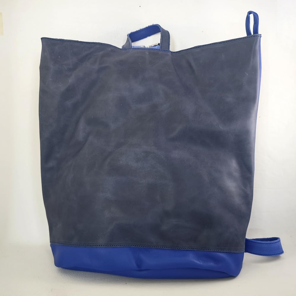 Mochila bolso antirrobo de piel azul.
