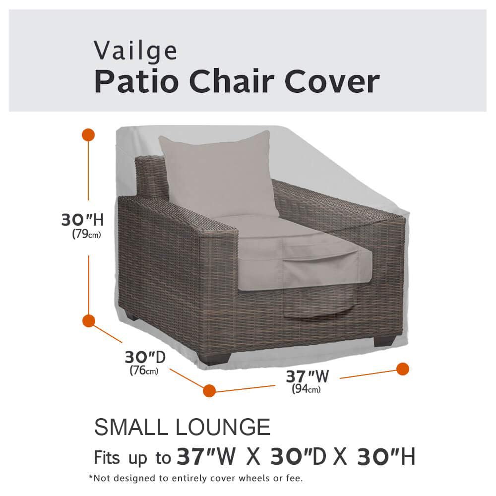 Vailge Patio Chair Covers for Deep Living Room Heavy Duty Waterproof Chair Cover 2 Pack - Small Grey - Image 2
