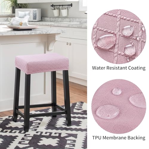 Image of YISUN Stool Covers Rectangle - 4 Pack Stretch Waterproof Saddle Seat Cover Counter Bar Stools Bar Chairs Covers Kitchen Island Chairs Cushion Protector
