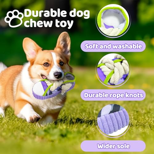 dellyy Hundespielzeug Kuscheltier, Hundespielzeug für Welpen und Kleine Hunde, Geschenke für Hunde, Slipper-Spielzeug, Hundegeschenk Weiches Quietschendes Plüschspielzeug (Lila)