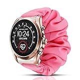 200Pcs Compatible for MK Bradshaw 2 Band, Blueshaw Fabric Elastic Scrunchie Elastic Watch Band Women Cute Replacement Straps Compatible for Michael Kors Access Gen 5 Bradshaw Smartwatch (Pink)