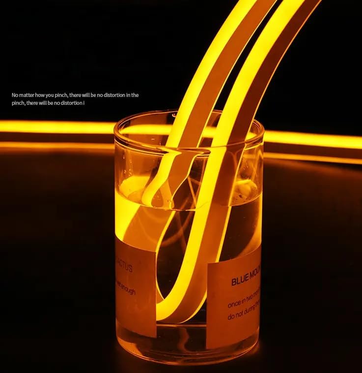 Image of 16.4 Feet Neon LED Strip Lights, with 12V Adapter, Waterproof IP65, Silicone Flexible Rope Light for Home Decor | Led Strip Lights | Neon Lights | Strip Lights | DIY | (Yellow)