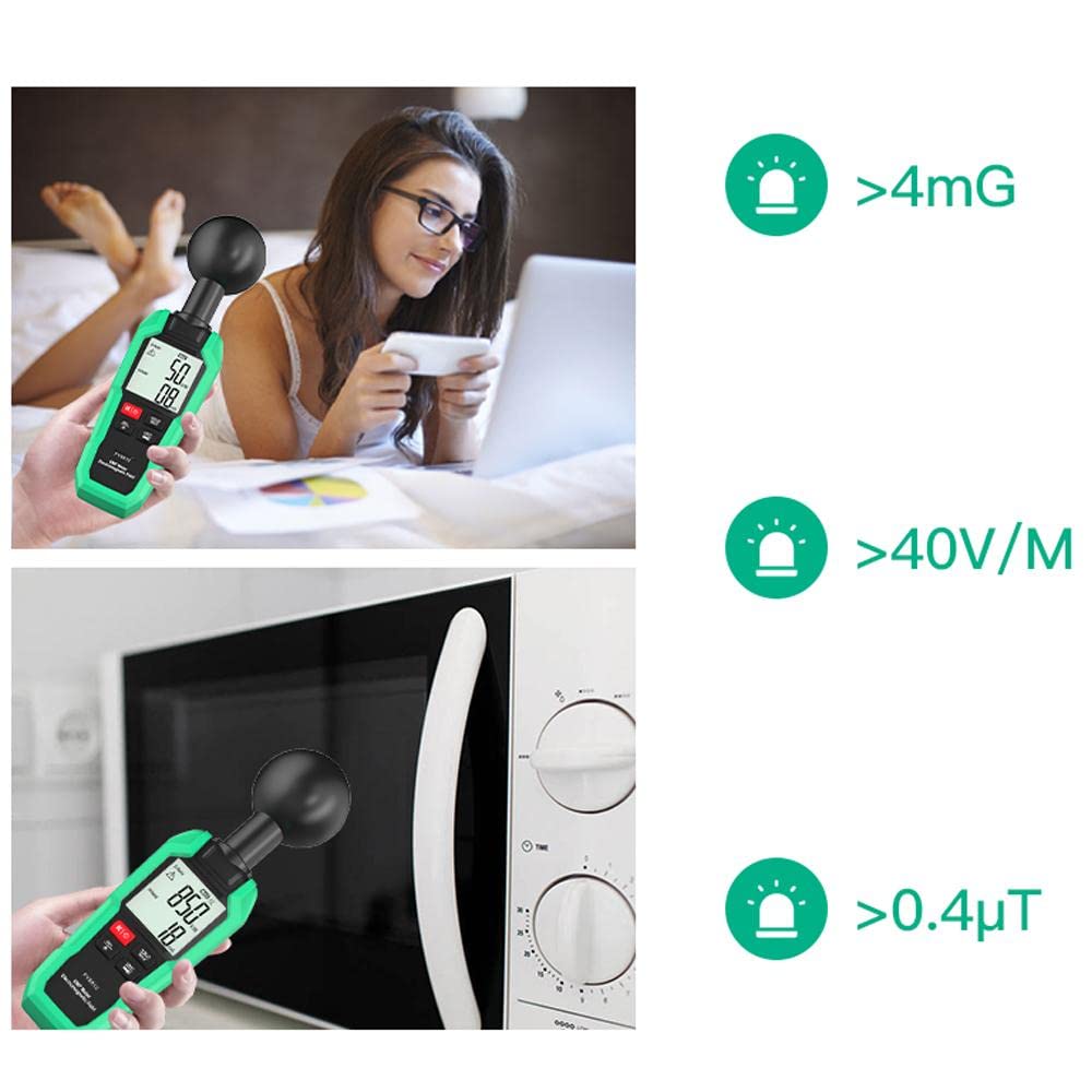 5 Hz ~ 300 Hz EMF-Messgerät, LCD-Strahlungsdetektor für elektromagnetische Felder mit 3 Sonden für 360 ° -Messung