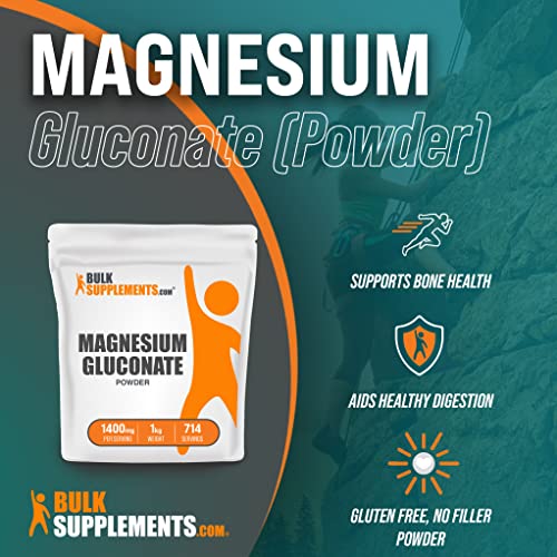 Bulksupplements.com Magnesium Gluconate Powder - Magnesium Mineral Supplements - High Absorption Magnesium - Pure Magnesium Supplement - 1400Mg (75Mg Of Magnesium) Per Serving (1 Kilogram - 2.2 Lbs) #TOP2