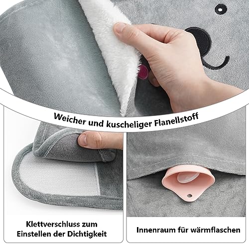 Wärmflasche Wärmflaschengürtel Gummi Wärmflasche mit bezug,1L weichem Plüsch Frauen Wärmegürtel für Periode Nacken Schulter Rücken Beine Regelschmerzen