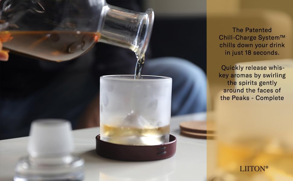 LIITON The Peaks Mountains Crystal Bourbon Whiskey Decanter Gift Set with 4 Old Fashioned Glasses, Premium Luxury Gifts for Men, Vodka, Scotch, Liquor, 1,000 ML - Image 4