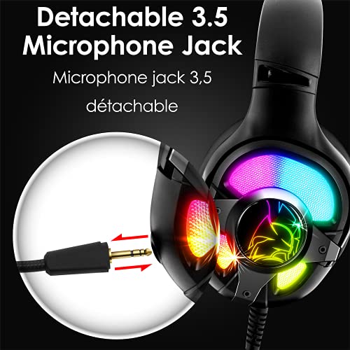 WarCry G-W10 Cuffie Gamer RGB - Audio Surround 7.1 Virtuale Software incluso Anti-Rumore- Compatibile PS4, PS5, Xbox One Series, PC, MAC -Telecomando - Microfono Staccabile - Cuffia gaming - Immagine 3