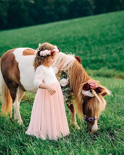 Image of 2Bunnies Girl Peony Lace Back A-Line Straight Tutu Tulle Party Flower Girl Dress