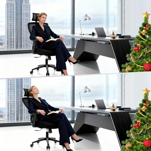 Durrafy Office Chair, Desk Chair with Adjustable Headrest, Lumbar support and Liftable Armrest, High Back Ergonomic Office Chair, Breathable Mesh Backrest for Comfort, Computer Chairs - Image 10