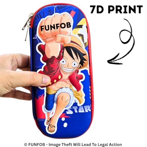 Image of FUNFOB Anime Pencil Box for School College for Pen Pencil Stationery Products | L-uffy Red Blue Punch
