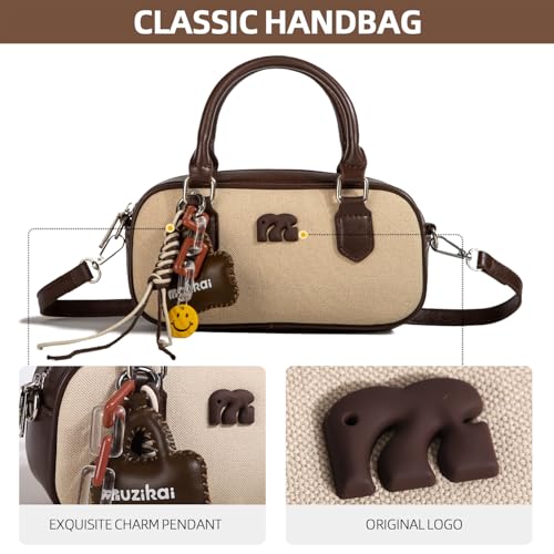 Bolso Tote clásico de lona y cuero para mujer miniatura 7