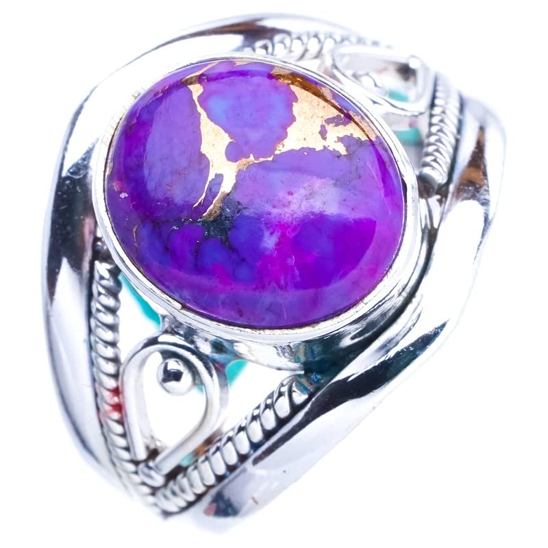 Bague turquoise véritable et cuivre argent 925 bague artisanale femme taille 59 unique