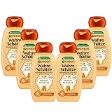 Garnier Shampoo gegen brüchiges Haar, Reparierendes Haarshampoo mit Akazienhonig und Bienenwachs, Für mehr Glanz und Geschmeidigkeit, Wahre Schätze Honig, 6 x 250 ml