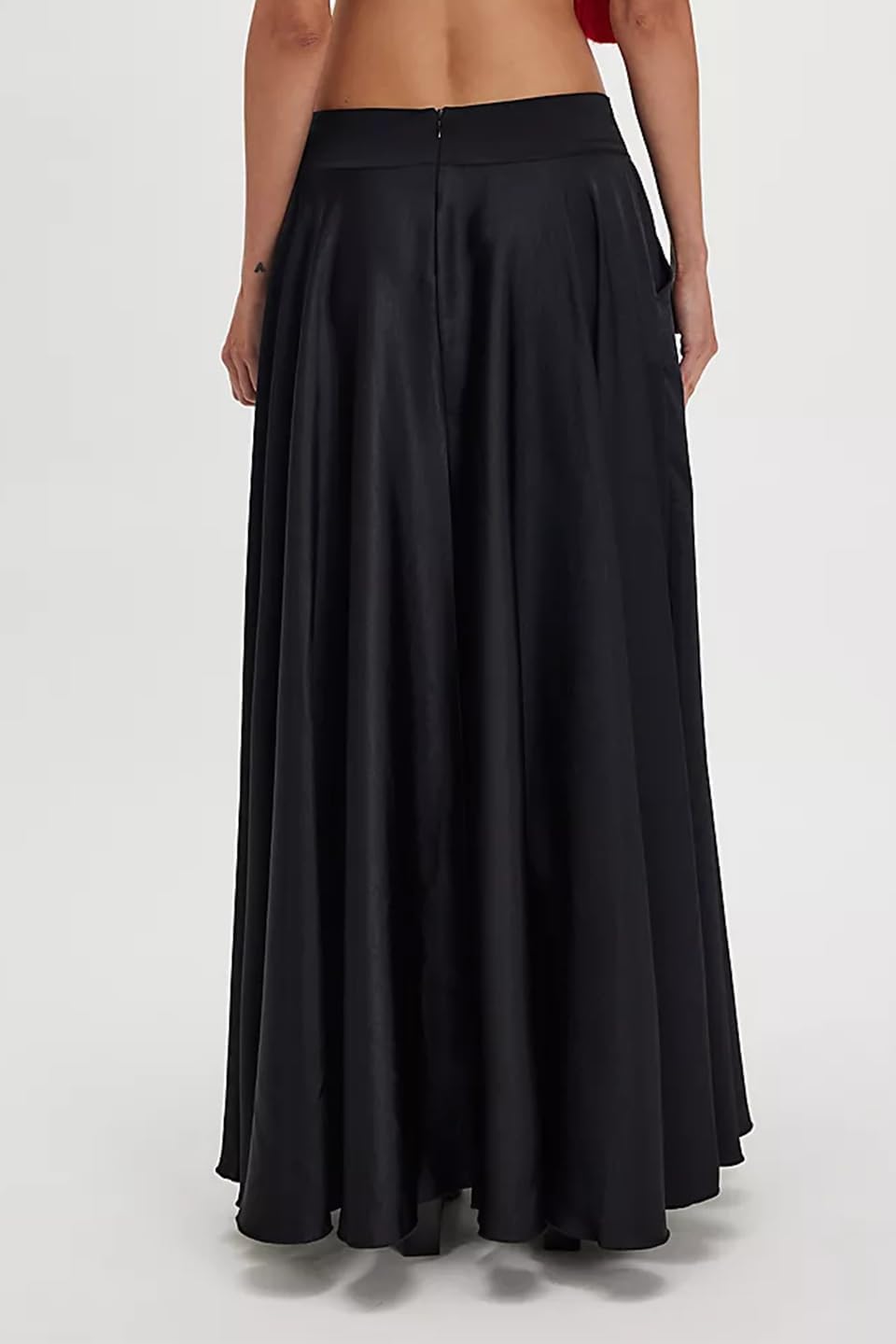 Women's Satin Maxi Skirt Side Slit Cocktail Party Holiday A-line Silk Long Skirts with Pockets