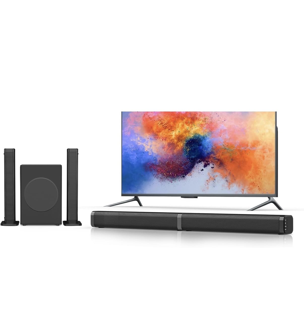 2 in 1 Separable 160W Sound Bar for Smart TV with Subwoofer, Bluetooth 5.0 Surround Sound System for Home Theater, ARC/Optical/Aux/USB TV Speaker, Treble/Bass Adjust, 10 EQ Modes, Remote Included