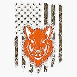 Boar Wild Hog Hunter American Flag Hunting Camouflage Sticker Vinyl Decal Bumper Sticker 5'