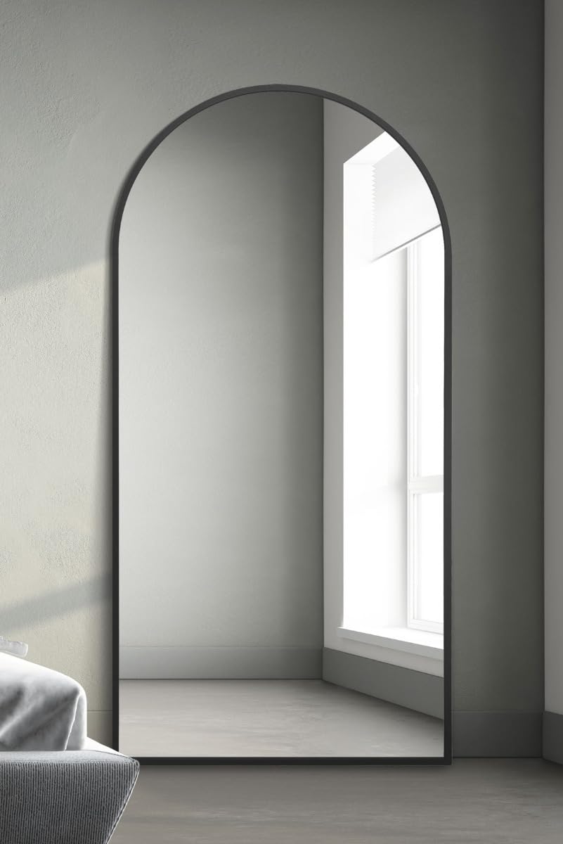 Mirroroutlet Extra Large ArcusBlack Framed Arched Leaner/wall Mirror 79" X 39" (200Cm X 100Cm) from B&Q