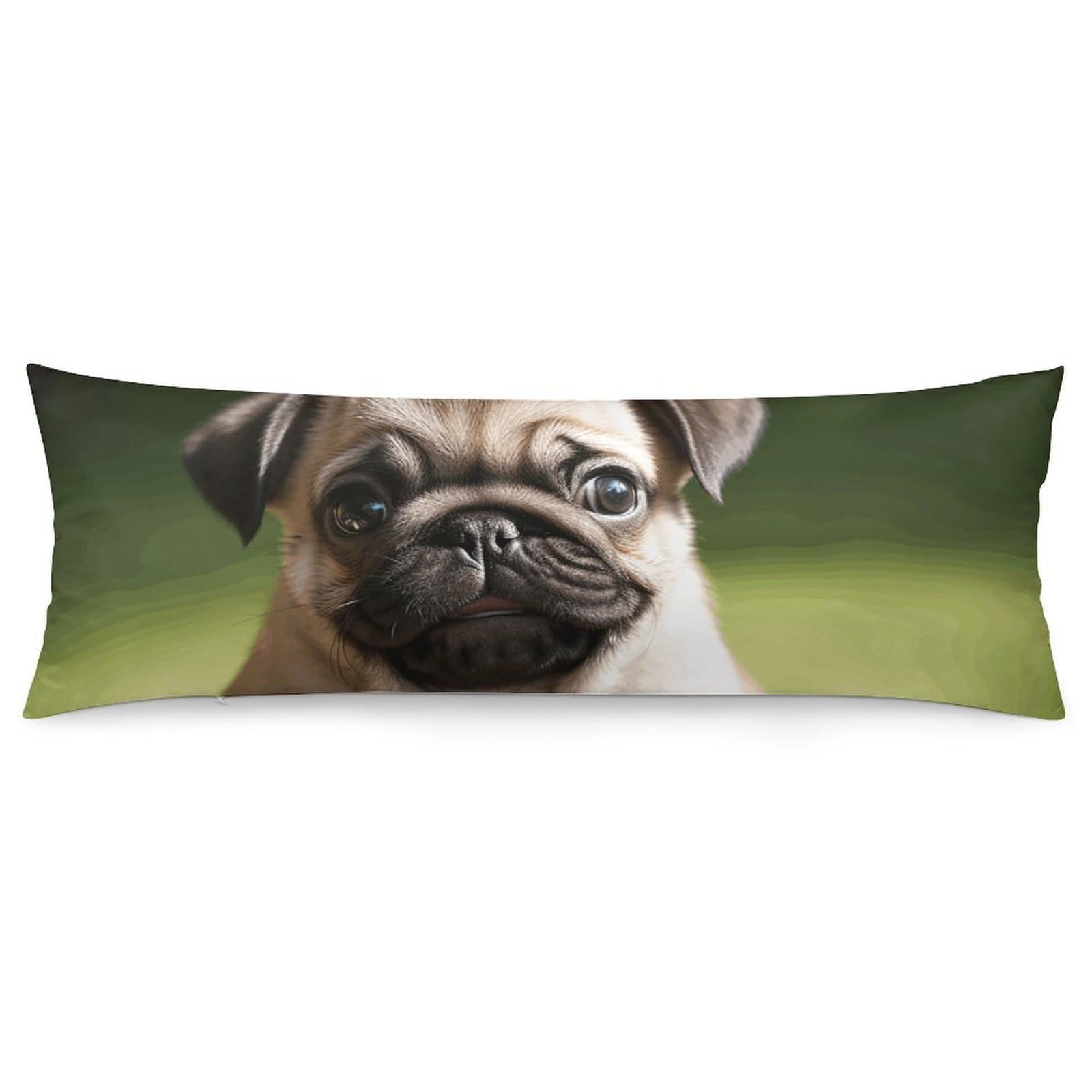 2 Pack Pillow Cases for Hair and Skin, Soft Breathable Pillow Case Covers with Hidden Zipper, Pug Puppies Pillowcase 20"x54" Pillow Covers for Sleeping Gift