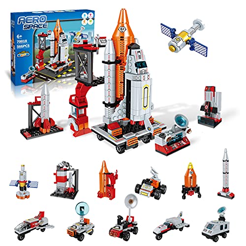 Cutoly Space Exploration Toy, Space Shuttle Toy Space Building Block Kit, Rocket Launch Center Model Set, STEM Aerospace Building Kit Creative Gift for Kids Aged 6 7 8 9 10 11 12 Kids (566Pcs)