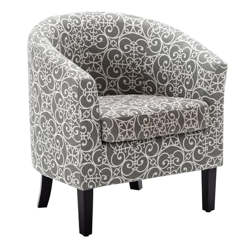 BELLEZE Linen Round Barrel Chair
