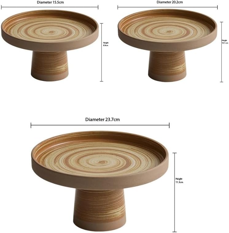 Rough Earthenware Fruit Platter Creative Retro High Legged for Home Coffee Table Arrangement