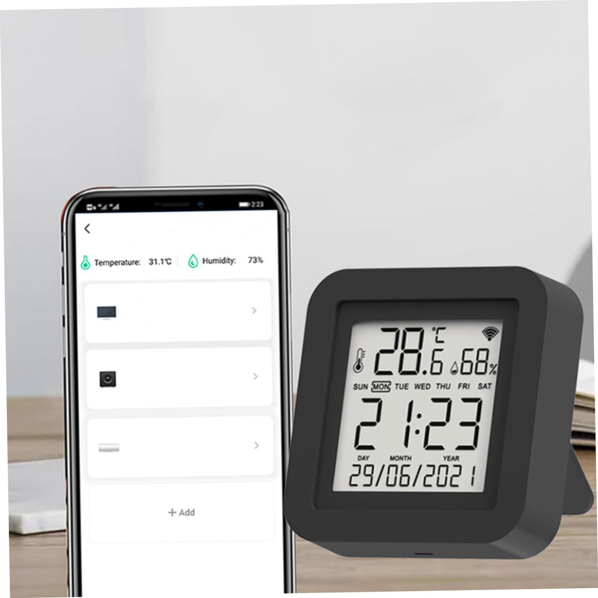 NUOBESTY 1Set Igrometro Digitale e Termometro Per Misurazione Della Temperatura e Umidità Facile Leggere e Installare Design Compatto Per Uso Domestico e Aziendale