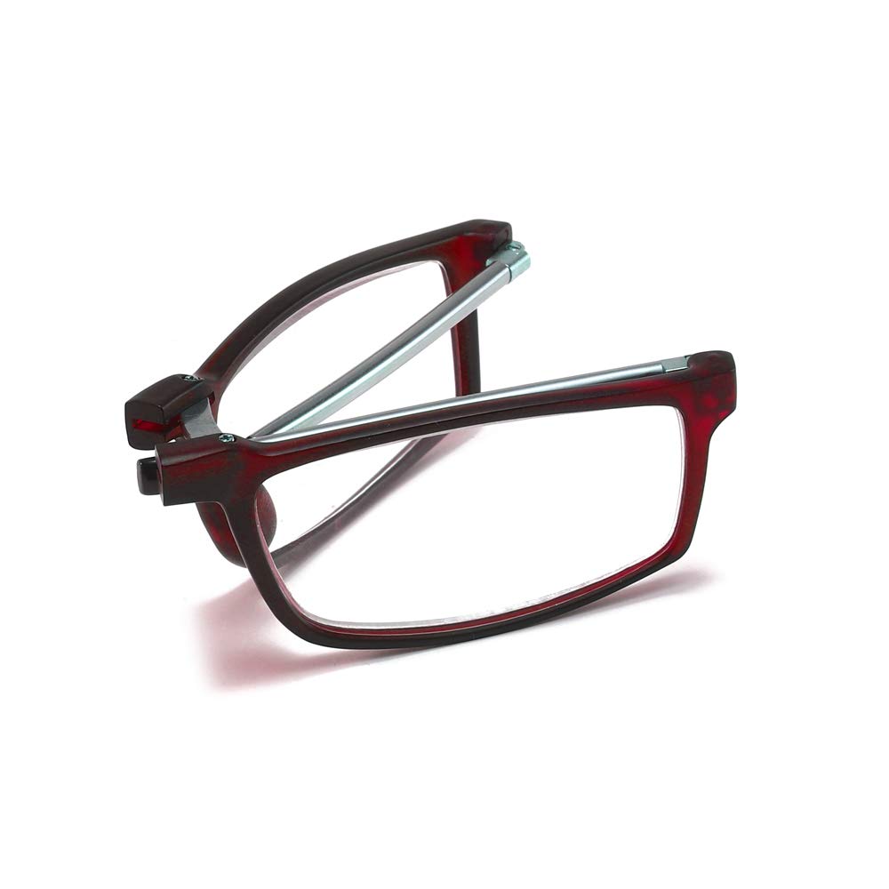 KoKoBin Pieghevole Anti Luce Blu Occhiali da Lettura Per uomo e donna con fionda specchio telescopico gambe con una scatola portatile Per viaggiare (rosso, 2.0)