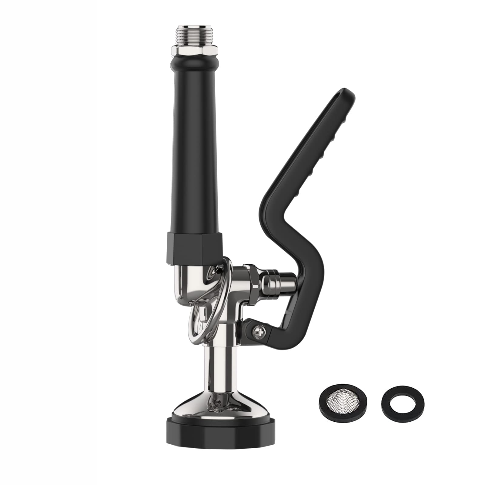Pre-Rinse Spray Valve Commercial Sink Sprayer 1.42 GPM High Pressure Commercial Dish Sprayer for Commercial Kitchen Faucet Replacement Head (Polished Chrome) - Black