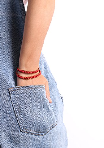 Image of KELITCH Double Wrap Bracelet Women Hand-Braided Turquoise Beads Bracelets Boho Leather Bracelets Bangle