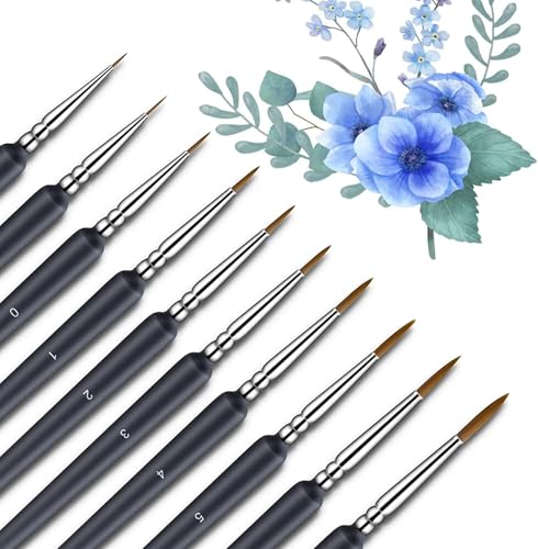 elzle Artist Paint Brushes 10 PCS Miniature Fine Paint Brush for Detailing & Art Painting Water Color Acrylic Oil Gouache Ink Model Art Supplies Paintbrushes for Artists Beginners