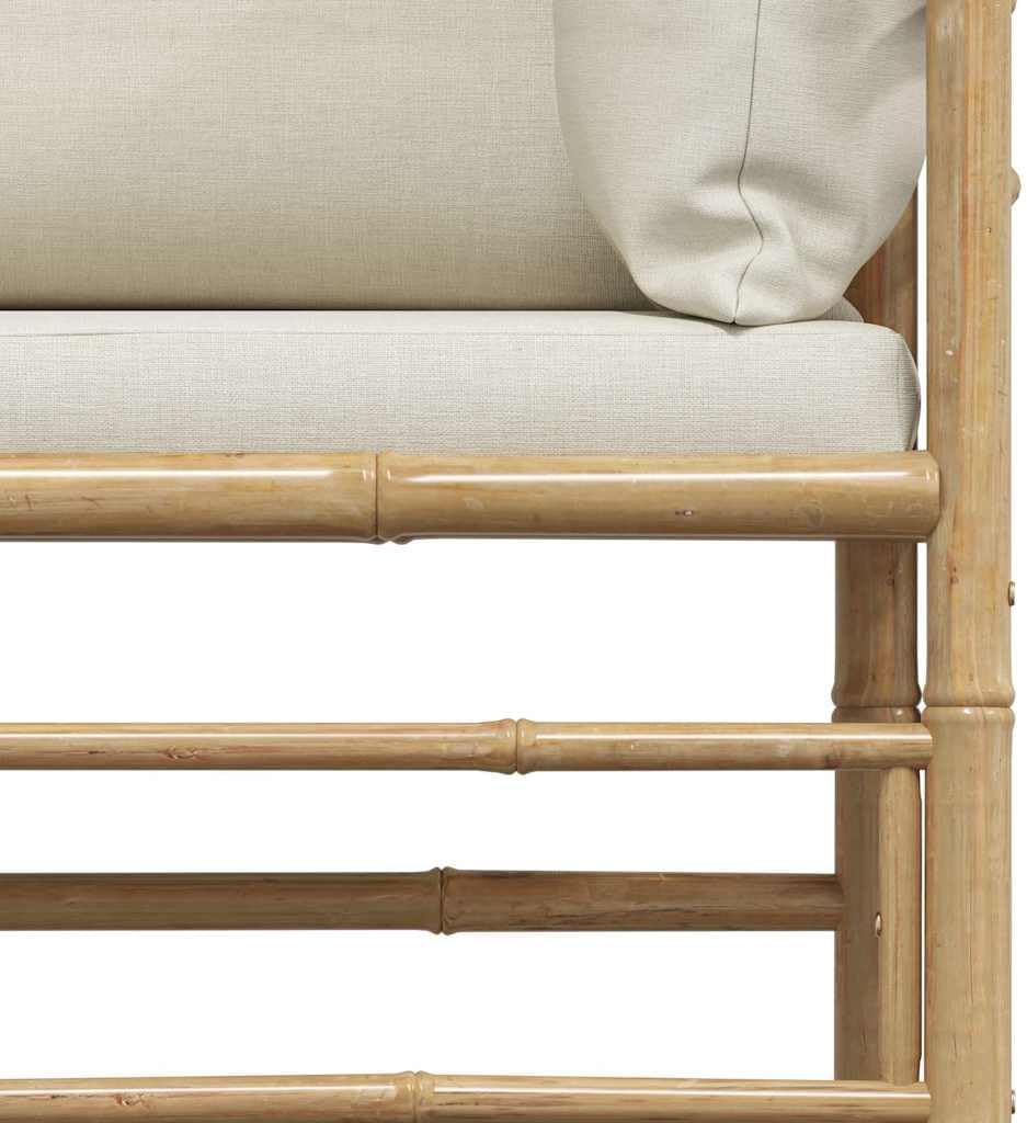 vidaXL Garden Sofa Cream White Bamboo, 100% Polyester Fabric