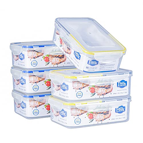 Easylock Lot de 6 boîtes hermétiques de 1150 ml avec couvercles en plastique Cover