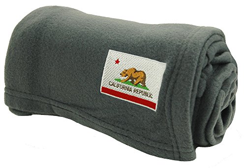 Wolf Essentials World's Best Kuschelige weiche Microfleece-Reisedecke mit kalifornischer Flagge, Anthrazit