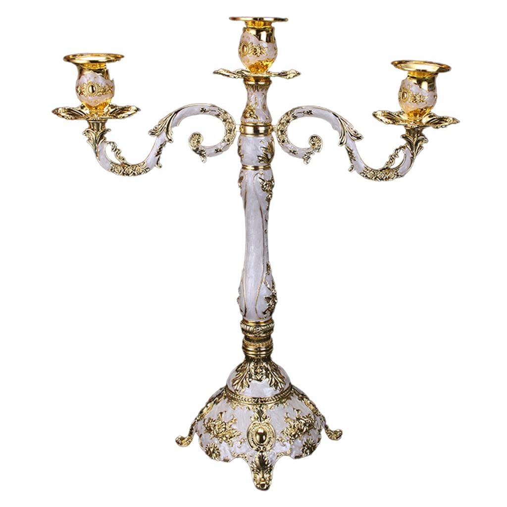 Kerzenständer Eleganter Metall Kerzenhalter Mehrarmiger Kandelaber Kunstvolle Candelabra Robuster Tischleuchter Modernes Trumpet Design für Hochzeiten, 3-Arm-Gold