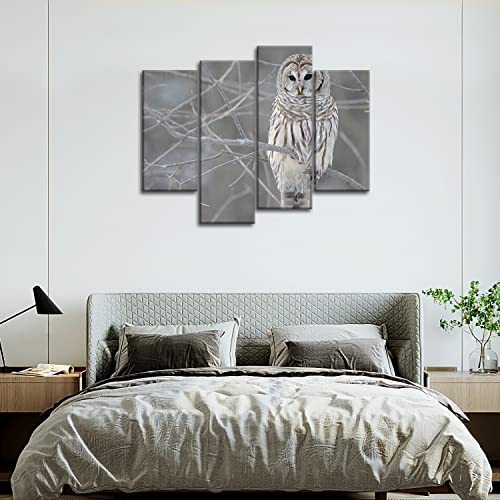 4 Piece Wall Art Painting White Owl In The Tree Prints On Canvas The Picture Animal Pictures Oil For Home Modern Decoration Print Décor #TOP5