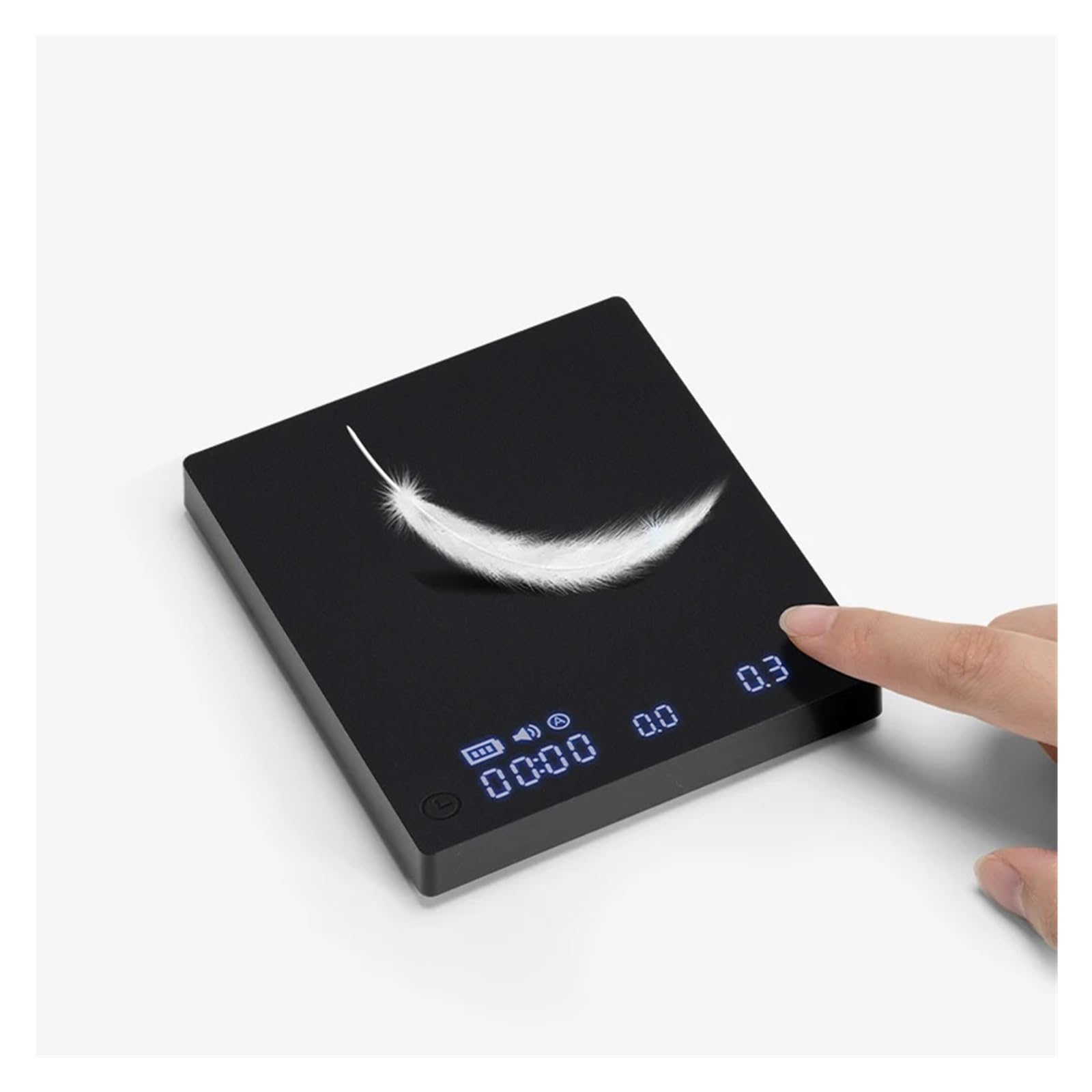 Bascula de Cocina, Báscula de cocina Black Mirror Mini, nueva, for café expreso, alimentos, con temporizador, USB, ligera, digital(MINI WHITE)