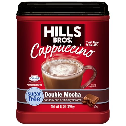 Hills Bros. Cappuccino Mix – Rich, Frothy Coffeehouse-Tasting Instant Drink Mix – Quick and Easy Preparation – Perfect for Hot & Iced Drinks & Creaming Coffee – Sugar-Free Double Mocha, 1 Pack of 12oz