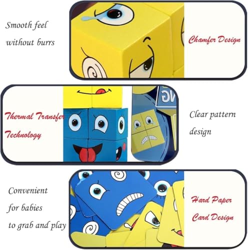 Image of Fun4You-Face Change Emoji Blocks Game for Kids | Wooden Expression Matching Cube Puzzle with Bell & Challenge Cards | Brain Development Educational Toy for Boys & Girls (5-12 Years)
