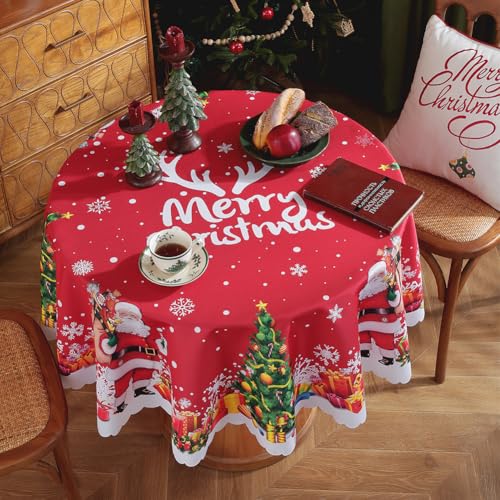 Runde Weihnachten Tischdecken 150cm wasserdichte Weihnachtstischdecke...