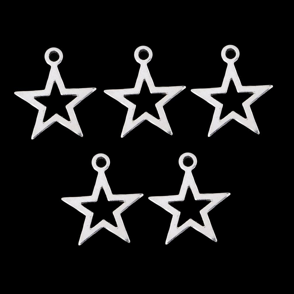 KAZRU 5 Pieces Sterling Silver Earring Findings Drop Charm Pendant 10x9mm Star; [59013880KAZRU]
